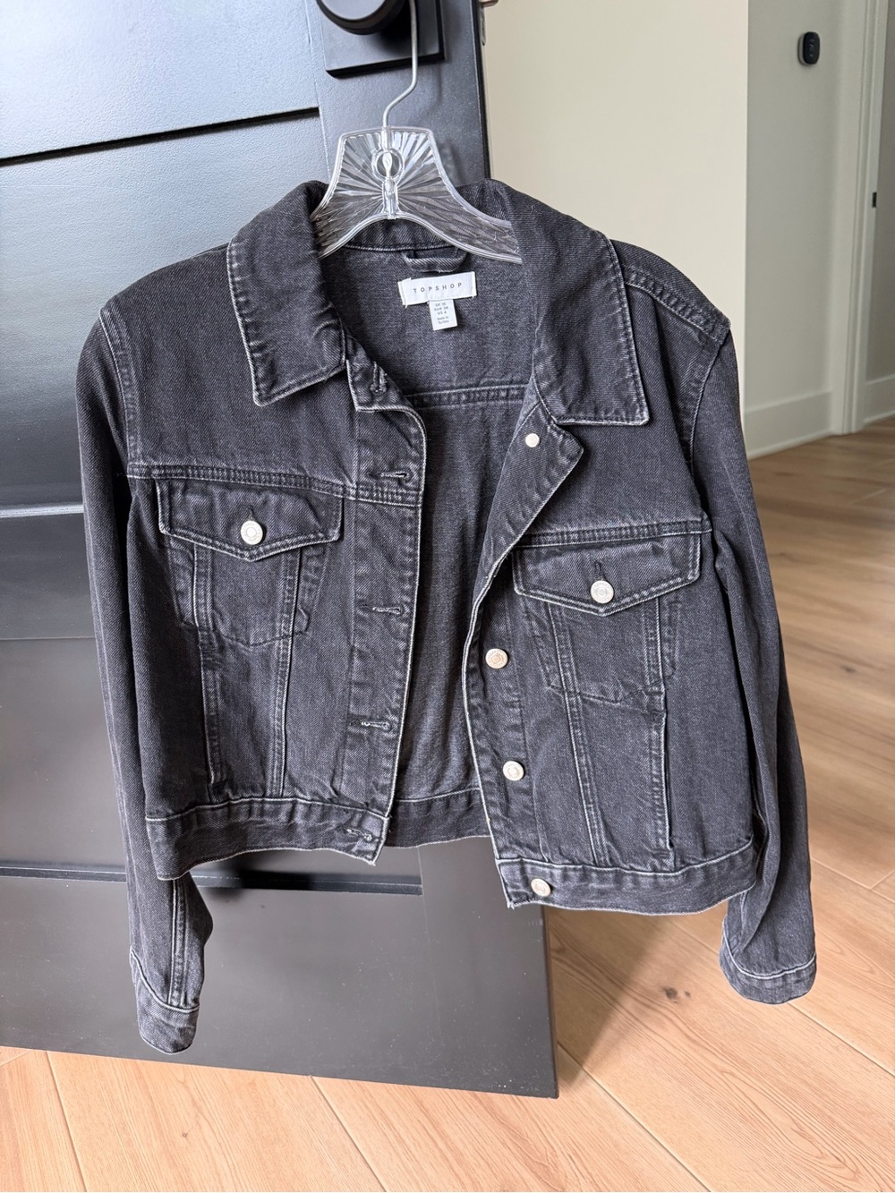 Topshop Black Washed Denim Jacket
